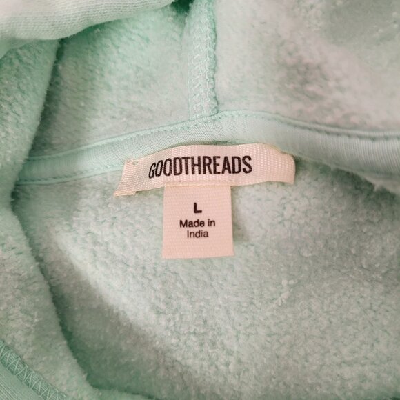 Goodthreads Women's Heritage Fleece Seamed Mint Green Hoodie Sweatshirt Large - Picture 8 of 12